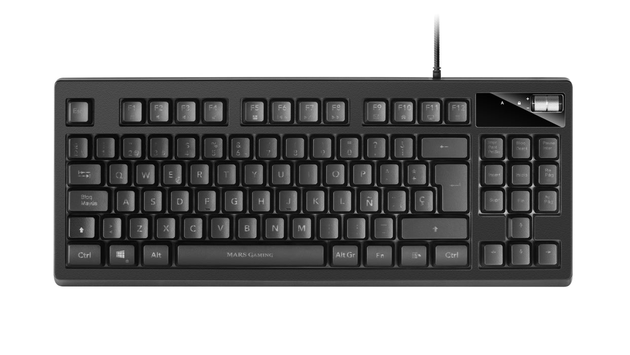 Teclado Español Mars Gaming Mkaxes Tkl H-Mech Iluminación Rgb 9 Efectos Reposamuñecas Gel Negro