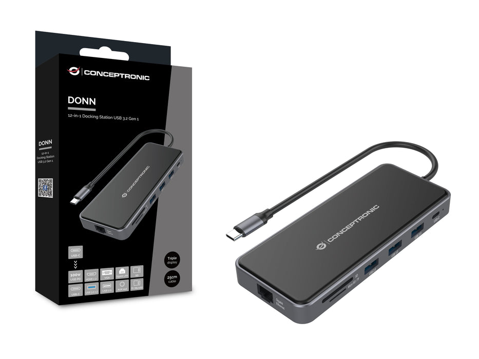 EAN 4015867229132 - Conceptronic DONN15G base para portátil y replicador de puertos Alámbrico USB 3.2 Gen 1 (3.1 Gen 1) Type- imagen 2