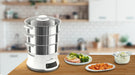 EAN 3045387247775 - Tefal Convenient Series Deluxe VC502D vaporizador 3 cesta(s) Encimera 900 W Acero inoxidable, Blanco imagen 9