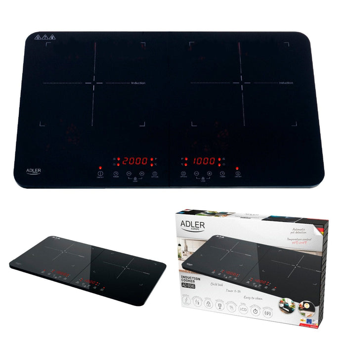 Adler Ad 6516 Double Induction Cooker, Lcd Display, 10 Power Levels, Timer