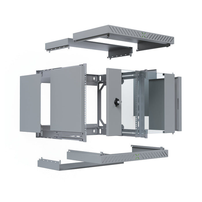 Armario De Pared X-Rack De 19" Con Puerta De Vidrio De 400-600 Mm, 9u, Color Gris.