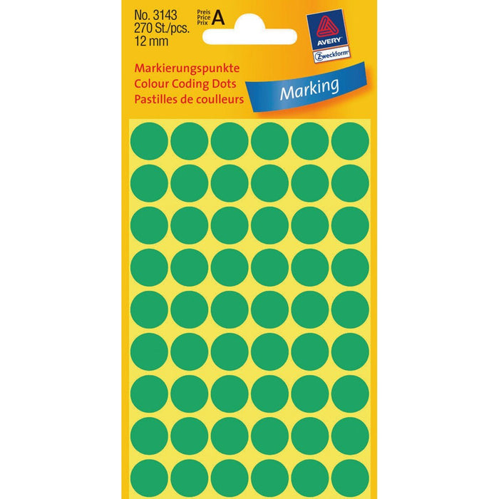 Avery Zweckform Klebepunkte 3143 Verde Ø 12,0 Mm, 270 Unidades