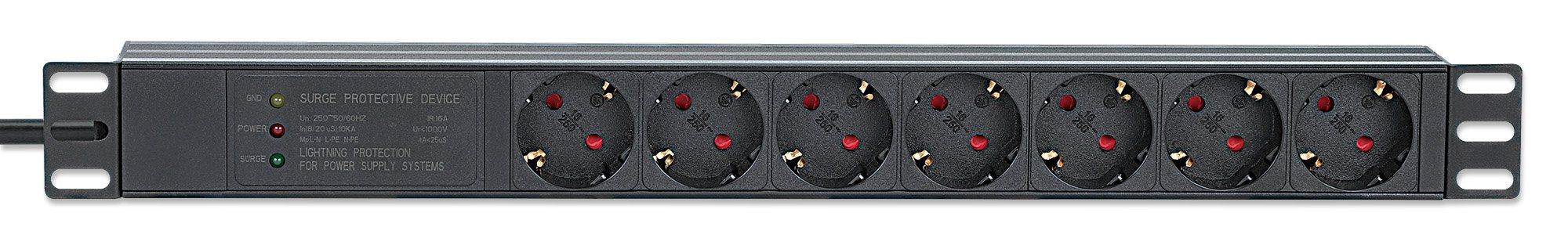 EAN 0766623715140 - Intellinet 715140 unidad de distribución de energía (PDU) 7 salidas AC 1U Negro imagen 3
