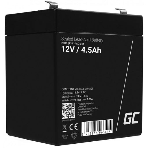 EAN 5907813963414 - Green Cell AGM44 batería para sistema ups Sealed Lead Acid (VRLA) 12 V 4,5 Ah imagen 1