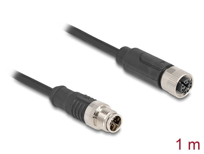 Delock 80860 Cable M12 Codificado X 8 Pin Macho A Hembra Pvc 1 M
