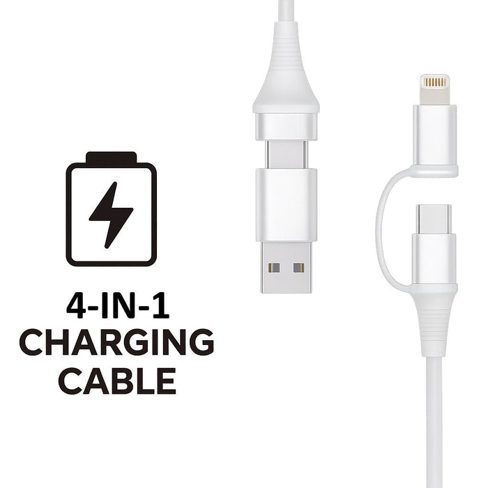 Cable Ewent Ec1076 Usb-C 4 En 1 - 60w - 2 Metros - Usb-C, Usb-A, Lightning - Blanco