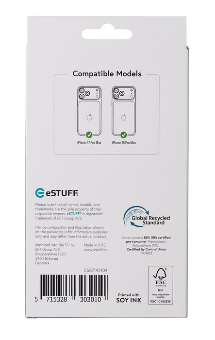 EAN 5715328303010 - eSTUFF INFINITE (GRS) OSLO iPhone 18 Pro Max/17 Pro Max Clear Magnetic Cover. Material: 65% (GRS) recycle imagen 8