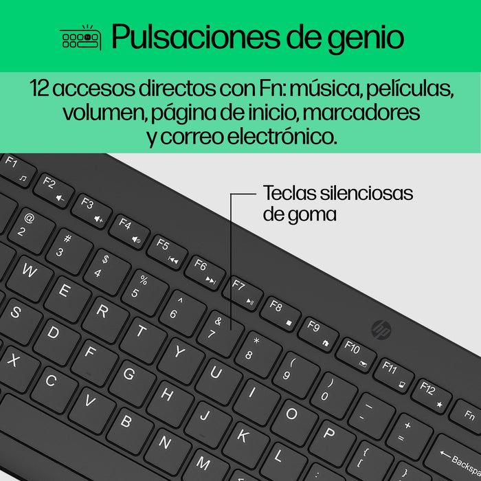 EAN 197029648853 - HP 300 Wireless Mouse and Keyboard Combination teclado Ratón incluido Universal RF inalámbrico Negro imagen 5