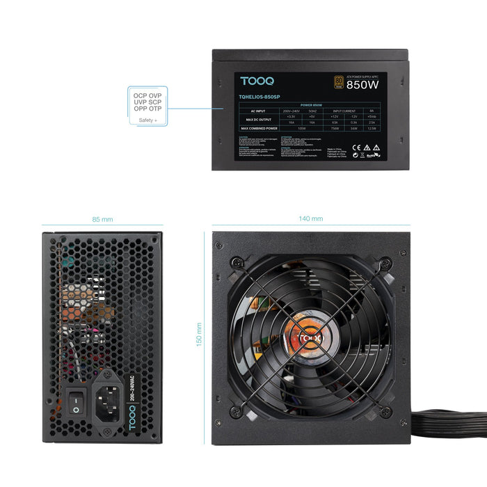 EAN 8433281016347 - TooQ TQHELIOS-850SP unidad de fuente de alimentación 24-pin ATX Negro imagen 4