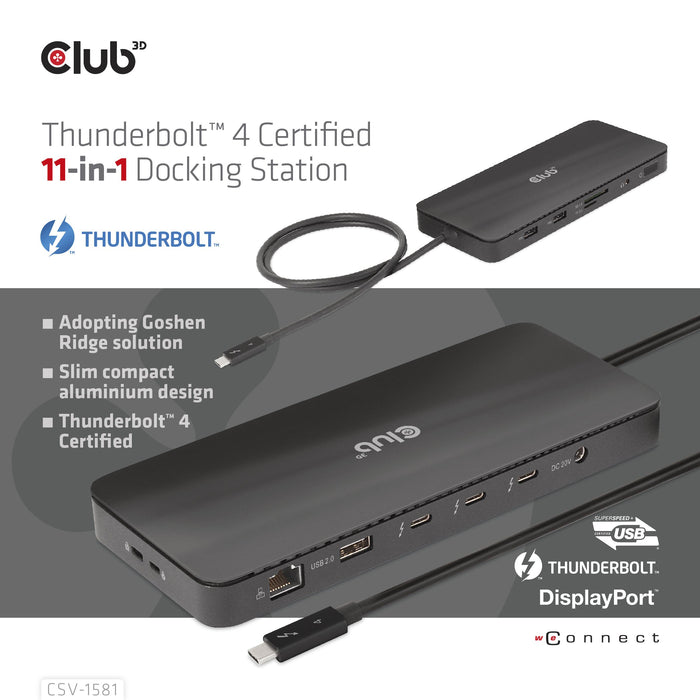 EAN 8719214472603 - CLUB3D CSV-1581 base para portátil y replicador de puertos Thunderbolt 4 Negro imagen 8