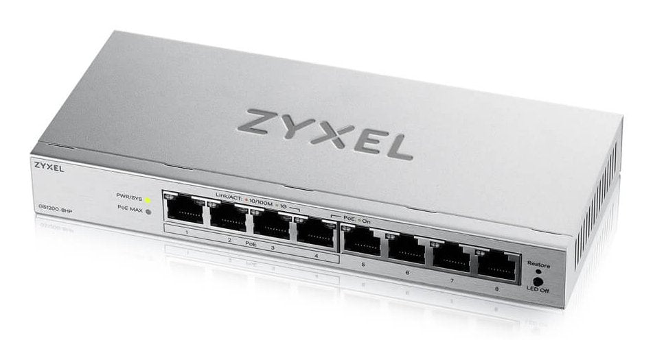 Zyxel Gs1200-8hpv3 8-Port Gigabit Poe+ Web Smart Managed