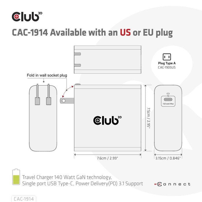 EAN 8719214472689 - CLUB3D CAC-1914 cargador de dispositivo móvil Monitor de vídeo para bebé, Barbero eléctrico, Videocámara  imagen 7