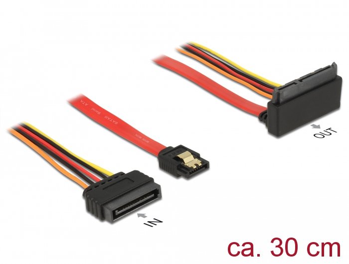 Cable Delock Sata 6 Gb S 7 Pin Buchse + Sata 15 Pin Strom Stecker > Sata 22 Pin Buchse Oben Gewinkelt Metall 30 Cm