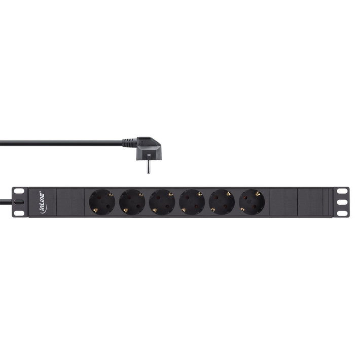Regleta Inline 19", Contacto Protector De 6 Vías 2m, Negro