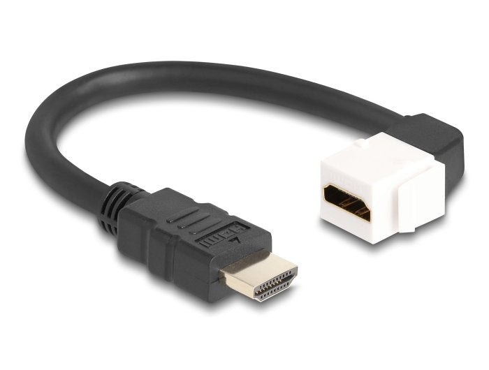 Delock Keystone Modul Cable Hdmi Stecker Zu Buchse 90° Gewinkelt 8k 60 Hz 20 Cm Schwarz
