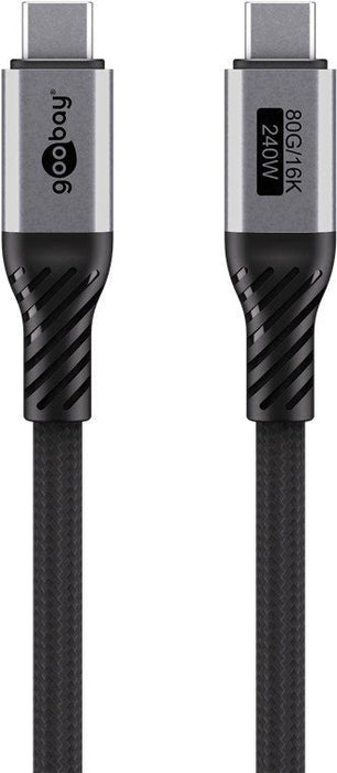 Cable De  1,50m Usb 4 G3x2 80gbps Pd240w Usb-C Macho A Usb-C Macho Negro Video 16k@60hz Datos Y Carga