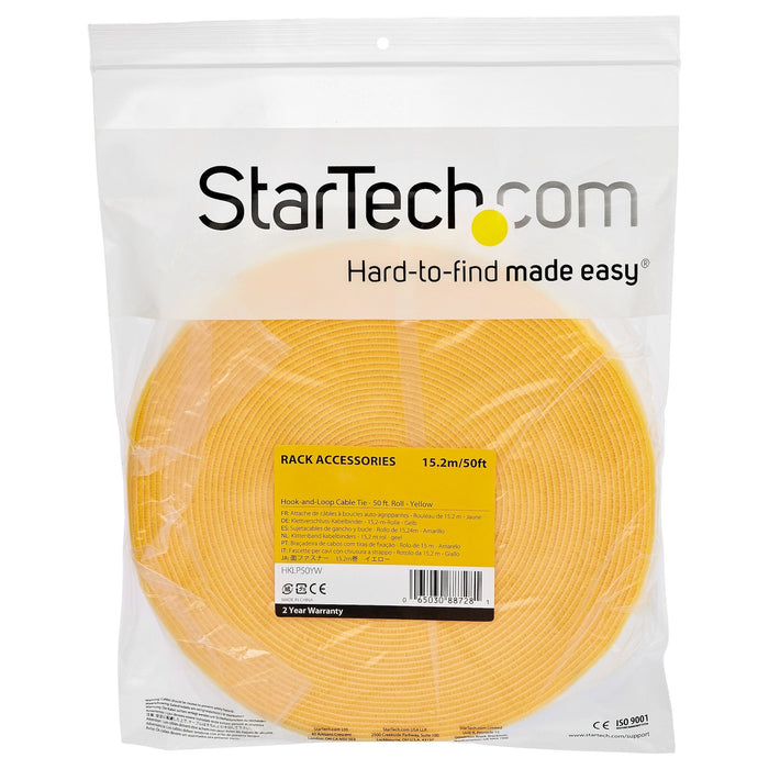 Startech.Com Velcro 15m - Bobina De Gancho Y Bucle - Amarillo