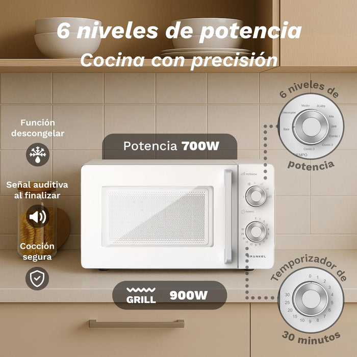 EAN 8426156018966 - Grunkel MWG-20MG microondas Blanco Microondas con grill Encimera 20 L 700 W imagen 4