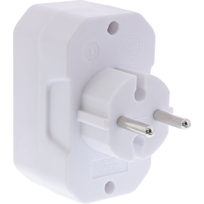 Inline® Power Adapter, Earthing Contact Plug A 4x Euro Socket, White