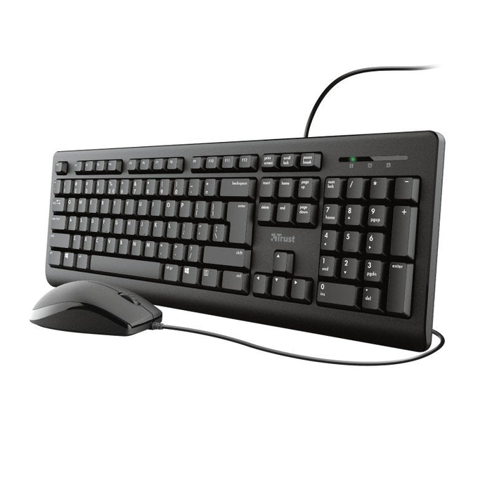 Trust Primo Teclado & Ratón Set, Con Cable, Deutsches Qwertz-Layout, Flüssigkeitsgeschützt