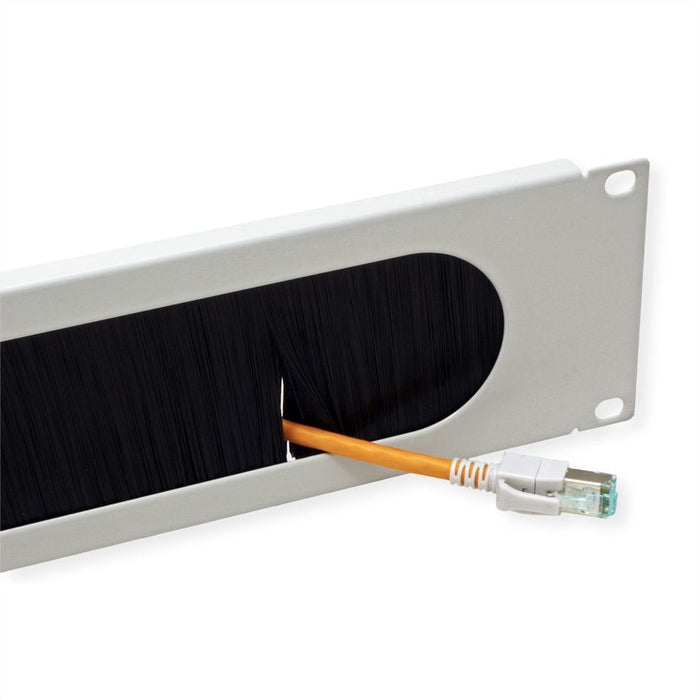 Value 19-Zoll-Cabledurchfhrung 2 He Mit Brstendichtung, Grau