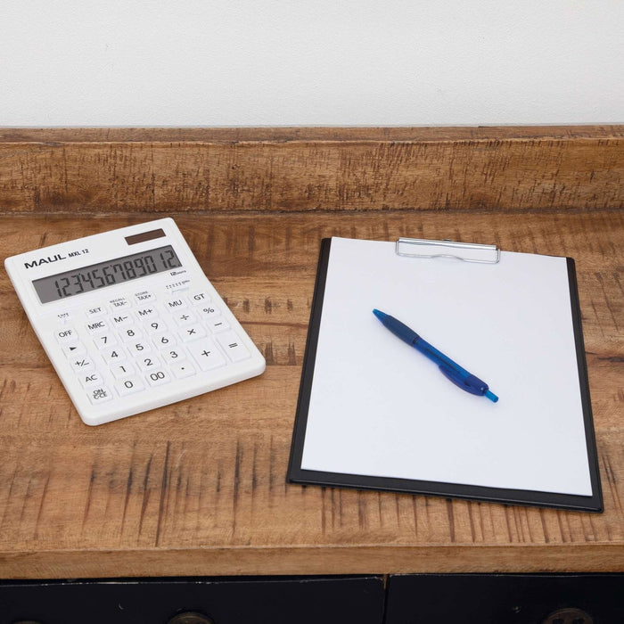 Maul Calculadora Bolsillo Mxl 12  Pantalla Grande De 12 Dígitos  Calculadora Grande Con Funciones Comerciales  Calculadora Con Batería Y Energía Solar  20,5 X 15,5 X 3,5 Cm  Blanco