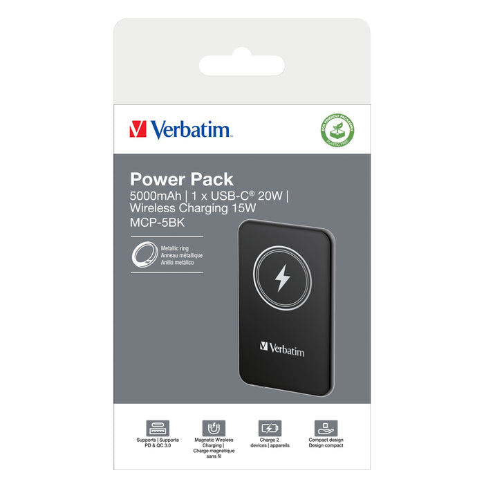 EAN 0023942322405 - Verbatim Charge 'n' Go Polímero de litio 5000 mAh Cargador inalámbrico Negro imagen 4