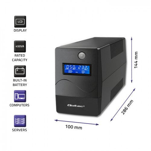 EAN 5901878539775 - Qoltec Monolith sistema de alimentación ininterrumpida (UPS) Doble conversión (en línea) 0,45 kVA 240 W 2 imagen 3