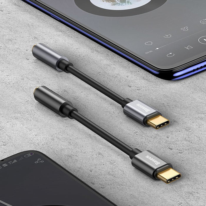 Baseus L54 Cable De Teléfono Móvil Negro, Gris Usb C 3,5mm