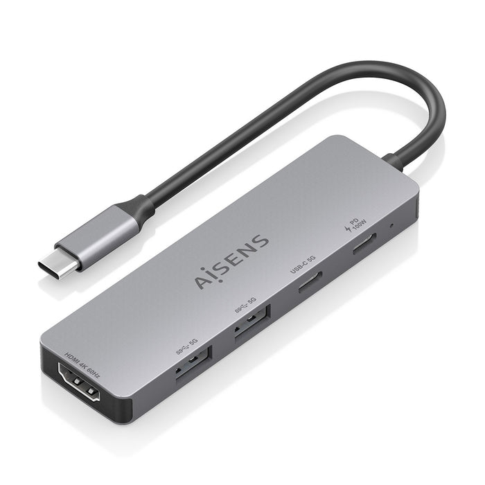 EAN 8435739903568 - AISENS ASUC-5P028-GR base para portátil y replicador de puertos Alámbrico USB 3.2 Gen 1 (3.1 Gen 1) Type- imagen 1