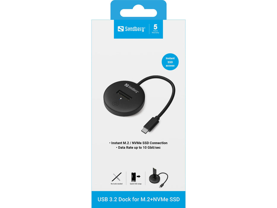 EAN 5705730136474 - Sandberg 136-47 base de conexión para disco duro USB Tipo C Negro imagen 8