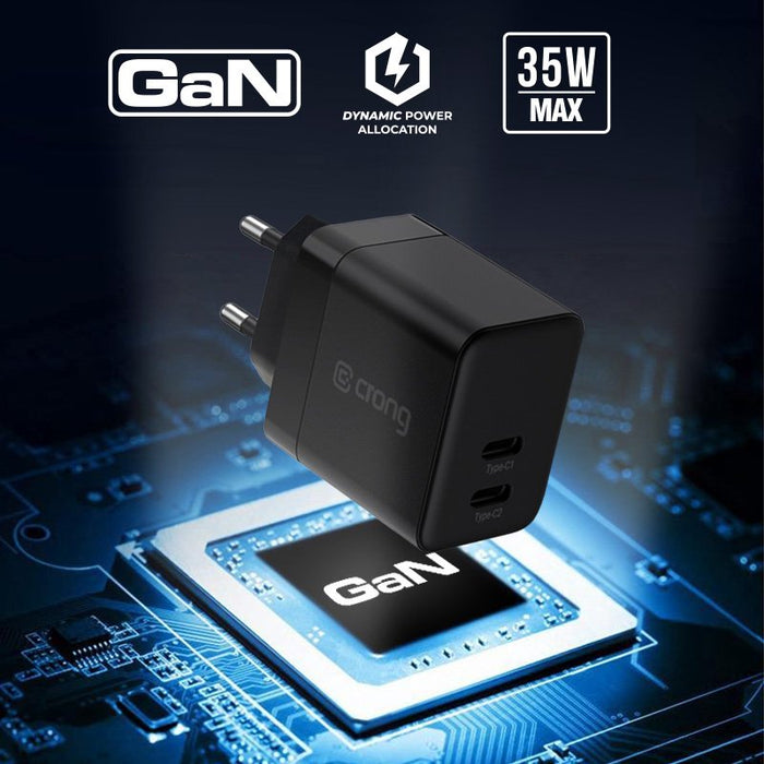 Ultra Compact Gan Ladowarka Sieciowa 2x Usb-C 35w Pd 3.0 Z Pps Biala