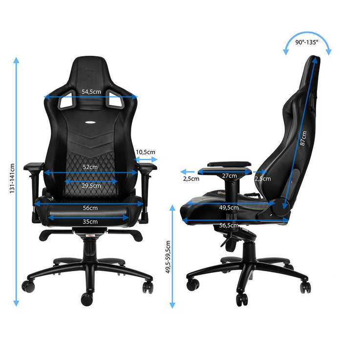 Noblechairs Epic Echtleder Gaming Silla - Negro