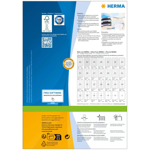 EAN 4008705044752 - HERMA 4475 etiqueta autoadhesiva Rectángulo Permanente Blanco 1400 pieza(s) imagen 2