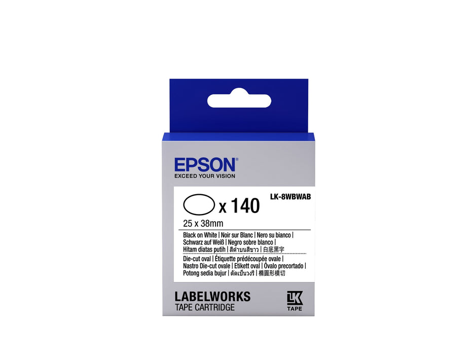 Epson Cinta Lk-8wbwab - Étiquette Prédécoupée Ovale Negro/Blanco 25x38mm