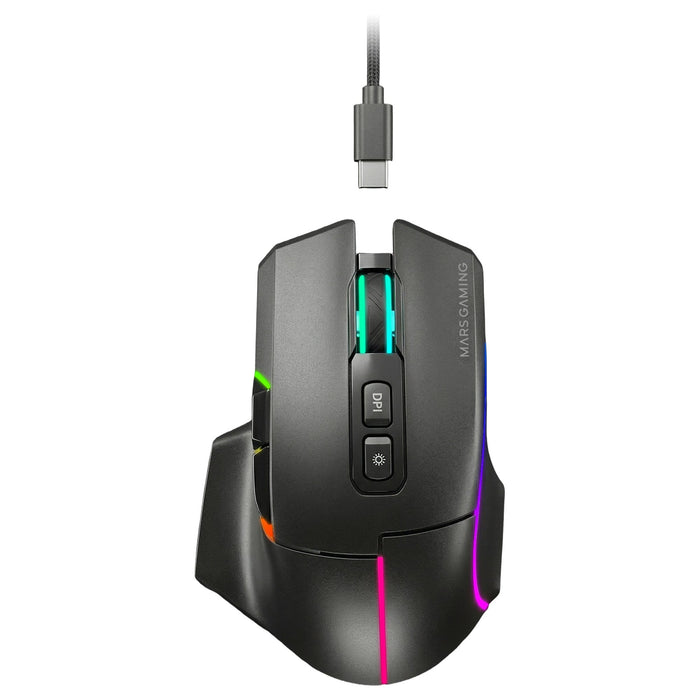 Mouse Mars Gaming Wireless Y Bluetooth Mmw-Vector Tri-Mode 2.4g Ghz Bt 5.4 Usb-C 7 Botones 12000 Dpi