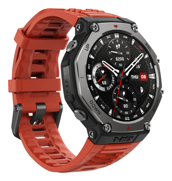 EAN 6970100374933 - Amazfit T-Rex 3 Lava 3,81 cm (1.5") AMOLED 48.5 mm Digital 480 x 480 Pixeles Pantalla táctil Negro, Acero imagen 4