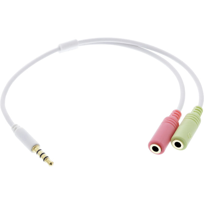 Adaptador De Auriculares De Audio Inline De 3,5 Mm Y 4 Pines A 2 Micrófonos Y Altavoces De 3,5 Mm 0,25 M