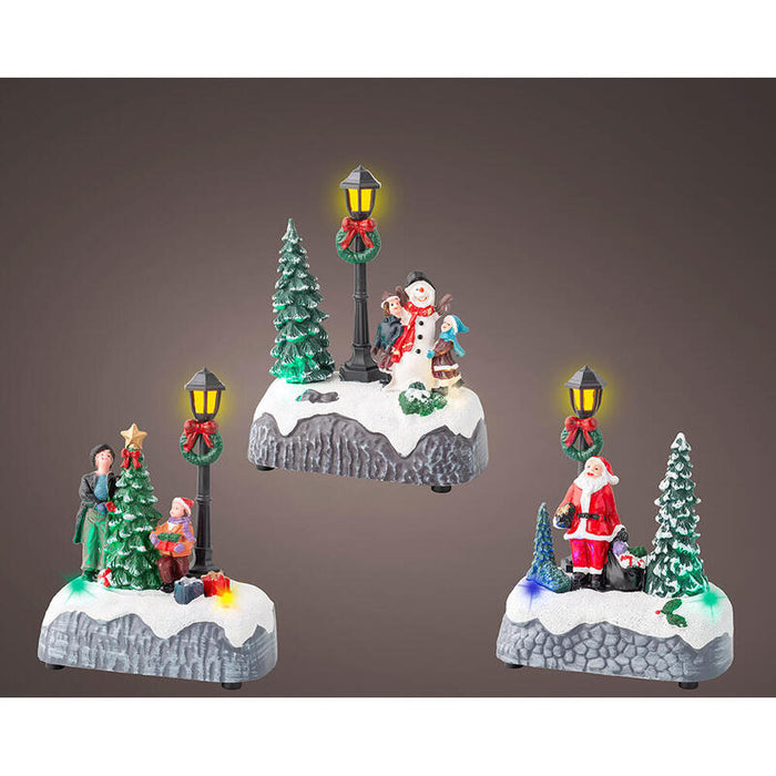 Figura Navideña Led Con Farola, 3 Modelos