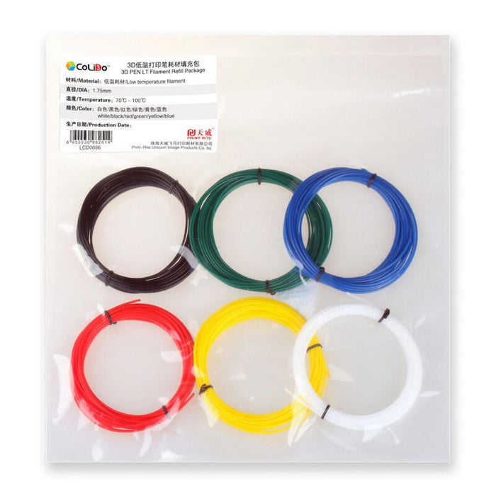 Filamento 3d-Pen Baja Temperatura 1.75 Pla Pack Varios Colores