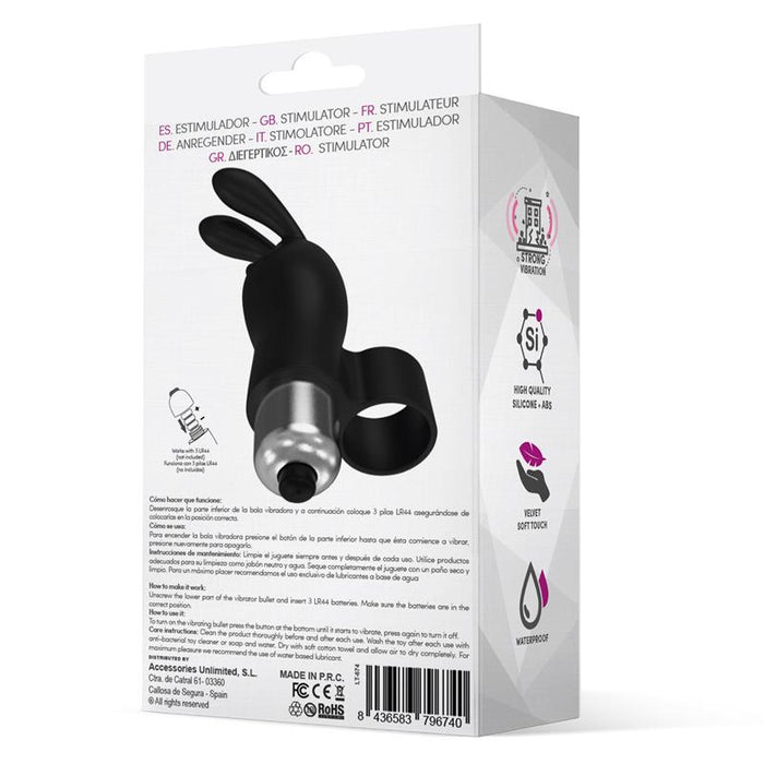 Fingyhop Bala Vibradora Con Conejito Siicona Negro