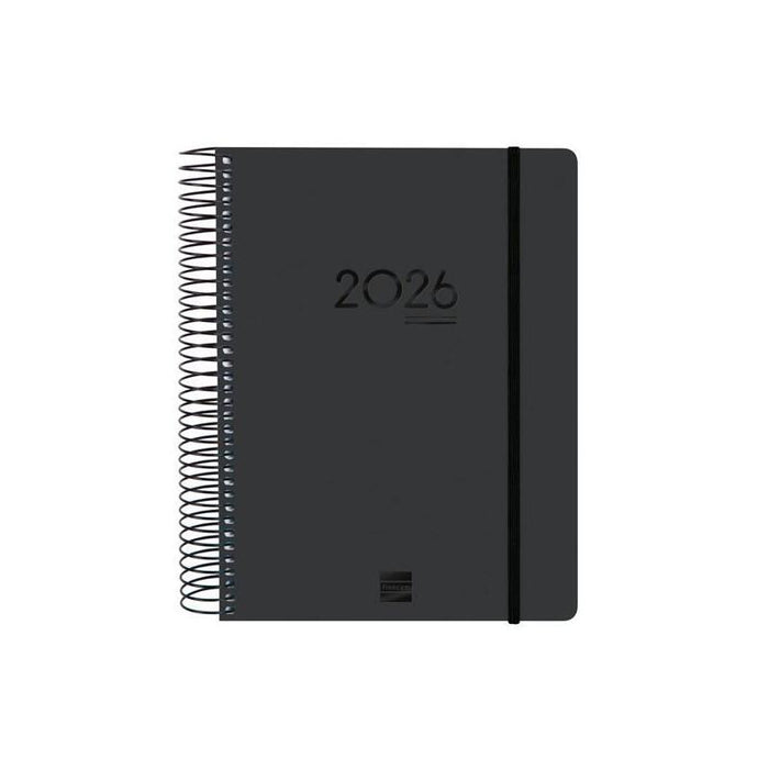 Finocam Agenda Ikon Espiral 16 Meses E10 1dp Cierre C/Goma Tapa Pp Negro 2025-2026