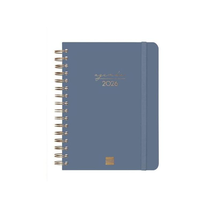 Finocam Alma Agenda - Anual 2026 - Con Espiral - Formato E10 - 180x30x220mm - 1 Dia Por Pagina - Azul