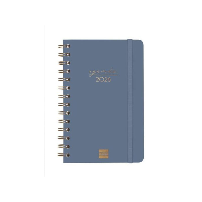 Finocam Alma Agenda - Anual 2026 - Con Espiral - Formato E5 - 131x19x190mm - Semana Vista Horizontal - Azul