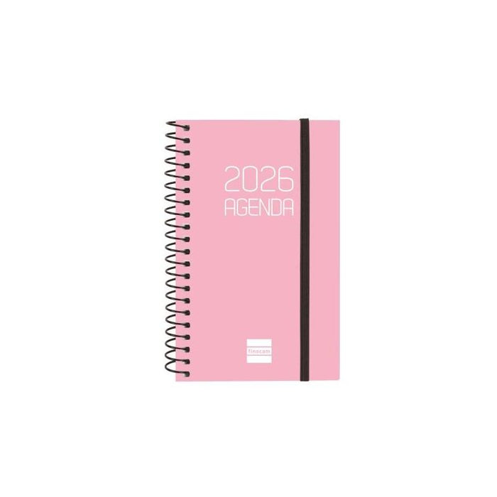 Finocam Opaque Agenda De Espiral - Anual 2026 - Tapa Ligera - Cierre Con Goma Elastica - Formato E3 - 85x14x127mm -