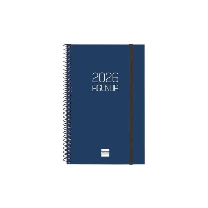 Finocam Opaque Agenda De Espiral - Anual 2026 - Tapa Ligera - Cierre Con Goma Elastica - Formato E5 - 125x14x181mm -