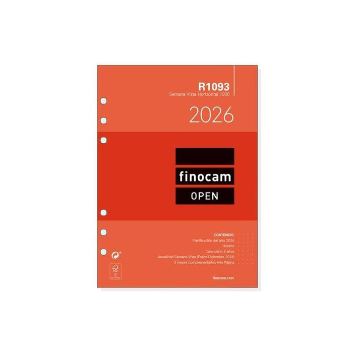 Finocam Recambio Anual Agenda De Anillas Open R1093 1000-155x215mm Svh 2026