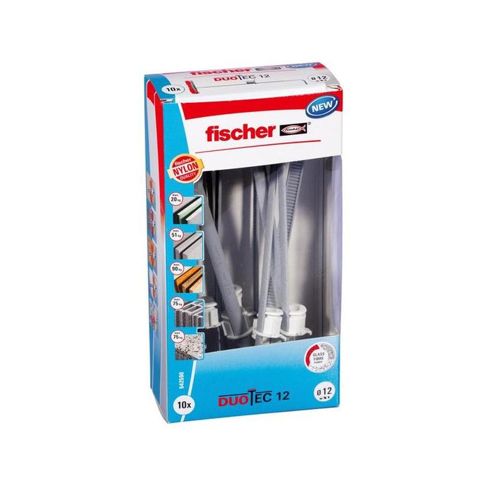 Fischer Tacos Basculantes Duotec 12 Ld Gris Claro/Rojo, 10 Unidades 542590
