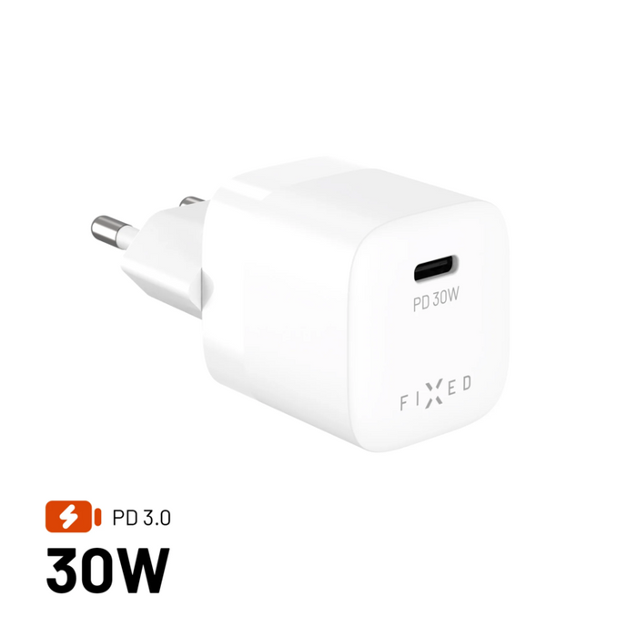 Fixed Mini Usb-C Gan Charger 30w, White