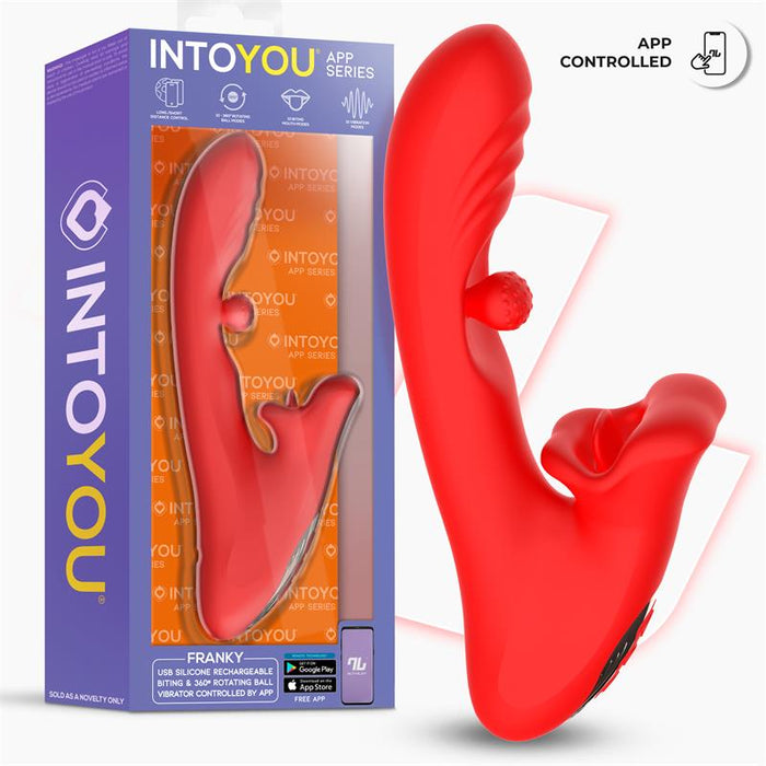 Franky Vibrador Con Biting Y Bola Rotativa Con App